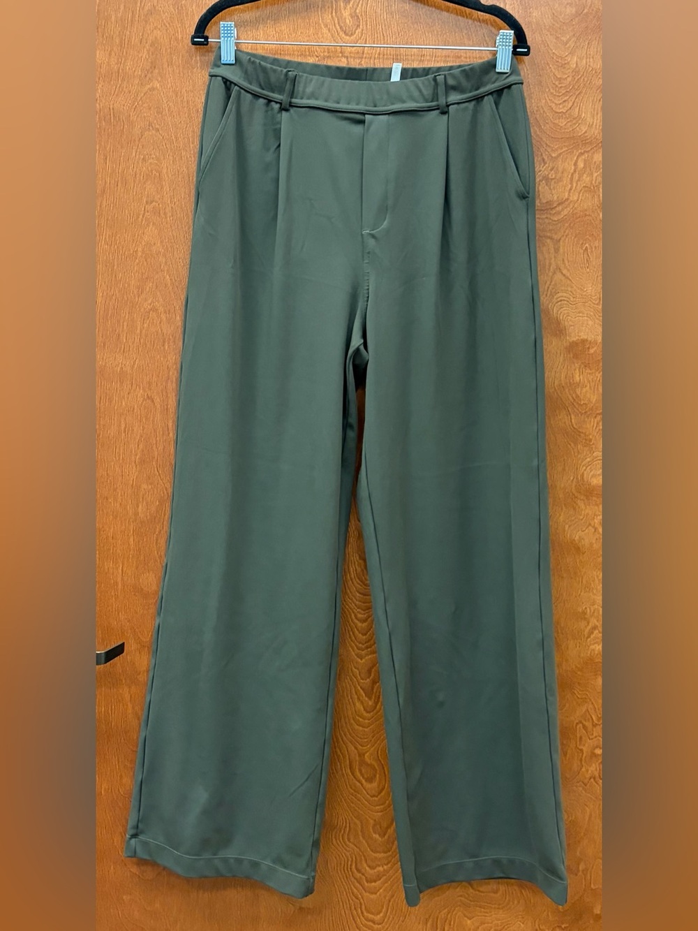 ⁠Halara Flex Wide Leg Pull On Trousers Pants Pleated Olive Green Size Large Tall